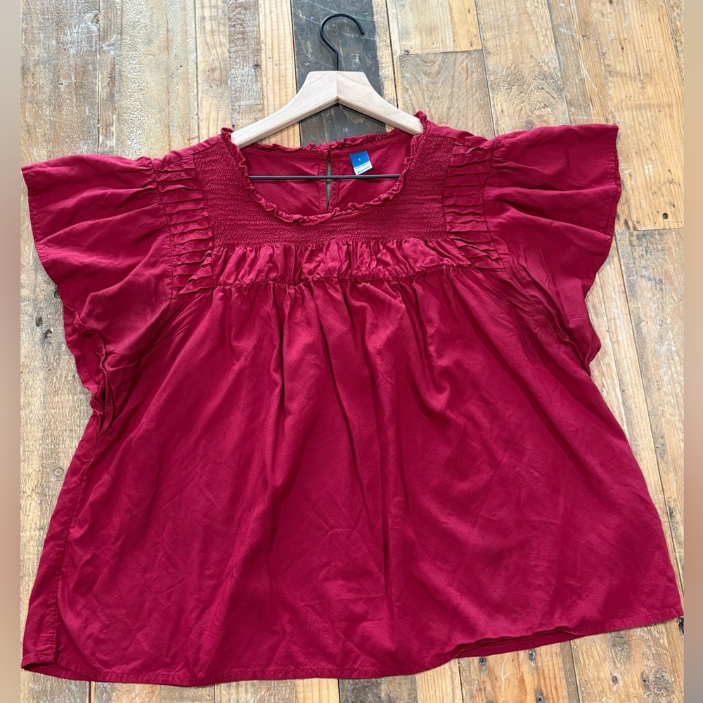 Old Navy Red Flutter Sleeve Blouse